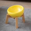 Fabricante Muji Tazón de Cerámica para Mascotas con Boca Inclinada, Tazón de Gres para Gatos, Soporte Elevado de Madera Maciza para Proteger la Columna Cervical, Tazón para Comida, Tazón para Perros de Buena Calidad