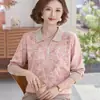 Nova coleção de outono 2026: camiseta de manga comprida com gola para mães, roupa estilosa e elegante para mulheres de meia-idade e idosas, perfeita como camada base