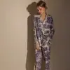 Tecido de Algodão para Exportação Russa Novo Pijama para Mulheres Primavera e Outono Manga Longa Renda Conjunto de Roupa para Casa Número do Estilo 5901