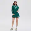 Traje Deportivo Nuevo Transfronterizo para Mujer Falso de Dos Piezas Camisa Polo de Manga Larga Secado Rápido Correr Fitness Falda Media Traje de Tenis