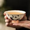 Arroz Amarelo Esmalte Panda Brincar Borboleta Pé Alto Xícara de Chá Xícara Master Cup Única Anti-escaldante Kung Fu Chá Chá Xícara de Chá Conjunto de Chá de Cerâmica