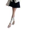 Calcetines de media pantorrilla de felpa estilo ballet japonés de madera para oreja y pie, calcetines de pila de media pantorrilla, calcetines de pantorrilla con lazo delantero para chica Lolita