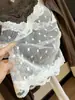 Conjunto de dos piezas para mujer: camisola sexy de encaje transparente estilo francés con lunares y almohadillas en el pecho, y cárdigan de punto, conjunto de tops de otoño