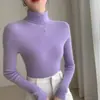 Ropa de Primera Línea Suéter de Cachemir para Mujer de Cuello Alto Sin Costuras Otoño e Invierno Nuevo Top Camiseta Base de Punto Versátil