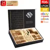 Traje de cubiertos de acero inoxidable Amazon transfronterizo Cuchillo de bistec, tenedor y cuchara de diamante estrella caja abatible cubertería occidental cubertería de regalo