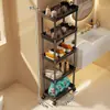 Prateleira de Armazenamento ao Lado da Máquina de Lavar no Banheiro, Armário de Armazenamento de Detergente para Roupas Móvel de Múltiplas Camadas, Carrinho Pequeno para Banheiro, Lavabo e Varanda