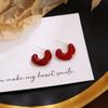 Pendientes colgantes de plata con forma de perla roja de Ankora y aceite de amor, otoño e invierno, estilo francés, retro, ligeros, de lujo, vintage.