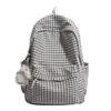 Mochila Escolar Moderna e Versátil, Leve, Casual, Design Xadrez, Bolsa para Laptop de Viagem Estilo Floresta