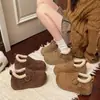 Zapatos Birkenstock para mujer, invierno, con felpa cálida, botas de nieve, slip-on de pelo, suela gruesa, que aumentan la altura, botas de algodón, zapatos de suela gruesa, zapatos para persona perezosa