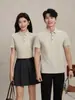 Camisa Polo de Manga Corta de Lujo para Hombre de Verano con Logo Impreso de Grupo, Camiseta de Corte Holgado de Alta Gama, Camisa Cultural de Negocios