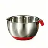 Tazón de Ensalada de Acero Inoxidable 304 Transfronterizo, Tazón Engrosado para Batir Huevos con Asa de Base de Silicona, Tazón para Mezclar, Tazón Engrosado para Hornear y Cocinar