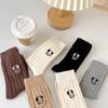 Meias de comprimento médio para filhotes, outono e inverno, meias empilhadas da moda para meninas, meias estilo japonês, meias escolares de urso, meias femininas