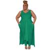 N7860 Transfronterizo Amazon Talla Grande Conjunto de Vestido Casual sin Mangas de Color Sólido con Bolsillo Dividido y Cuello en V para Mujer