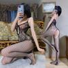 Desejo Vermelho Nova Lingerie Sexy Bodysuit de Renda que Melhora o Humor Tamanho Plus Renda Vazada Meia Arrastão Conjunto Puro Desejo Peça Única Atacado 8018