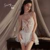 Lencería Erótica para Mujer Guiruo Escote en V Profundo con Aros Estilo Deseo Puro Conjunto de Camisón Uniforme Sexy Provocativo G5154