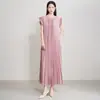Vestido Plisado Estilo Francés para Mujer, Moda Veraniega Nueva Transfronteriza, Diseño de Alta Gama, Vestido Largo Plisado con Volantes