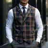 Novo Colete de Terno Britânico Masculino Primavera 2025 Masculino Noivo Casamento Padrinho Colete de Duas Fileiras de Botões