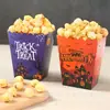 Caixa de Pipoca Dobrável Tema Festa de Halloween Caixa de Armazenamento de Lanches Fritas Adereços de Decoração de Halloween Embalagem de Alimentos