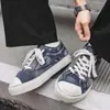 Zapatillas de mezclilla lavada estilo retro americano, zapatos de hombre de nicho desgastados, zapatillas casuales de lona transpirables estilo callejero