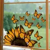 ZN3376C Calcomanía de Ventana Autoadhesiva Colorida Vintage de Girasol y Mariposa para Habitación de Niños Dormitorio Calcomanía Decorativa Visual de Doble Cara