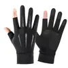 Guantes de seda de hielo de dos dedos para fugas de verano, guantes para deportes al aire libre, pesca, medio dedo, seda de hielo, guantes de entrega, venta al por mayor