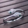 Pulsera de hueso de serpiente exquisitamente elaborada para mujer, plata de ley 925, brazalete doble con forma de serpiente con nácar y diamantes, pulsera de serpiente de oro de 18 quilates, ventas en transmisión en vivo
