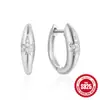 Pendientes simples minimalistas de hojas de plata de ley 925 con incrustaciones de diamantes geométricos, pendientes de alta gama de nicho de venta caliente transfronteriza europea y americana