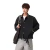 Chaqueta de Retazos con Cuello de Solapa para Hombre Nueva Colección Otoño/Invierno 2026, Abrigo Casual Holgado de Alta Gama Estilo Coreano Moderno para Adolescentes