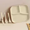 Prato de Jantar com Três Compartimentos, Prato Quadrado Redutor de Gordura, Prato Dividido Criativo Estilo Japonês, Prato Plástico Quantitativo Criativo Resistente a Quedas Doméstico