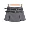 Otoño 2023 falda plisada estilo preppy de doble cinturón a la moda falda diseño nicho falda de chica hot falda