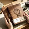 Caja de Regalo Set de Cuadernos de Madera Cuaderno de Negocios A5 Estilo Nacional Retro Regalo Cultural Creativo Logo Personalizado