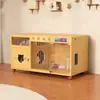 Villa para Gatos Jaula para Gatos Hogar para Mascotas Alojamiento Cría Madera Maciza Cama para Gatos Armario para Gatos Casa de Lujo para Gatos Vitrina Temperatura Constante Tres Niveles