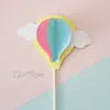 Decoración de pastel para hornear globo aerostático de arcoíris nube molino de viento ins bandera de inserción para pastel de feliz cumpleaños