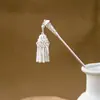 Grampo de Cabelo Estilo Étnico com Franjas Geométricas Vazadas, Grampo de Cabelo Moderno com Gotejamento de Óleo em Formato de Gota d'Água, Acessório de Cabelo Hanfu para Mulheres