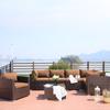 Sofá de Ratán para Exterior Nórdico Patio Terraza Jardín Exterior Balcón Combinación Mesa de Centro Ocio Impermeable Protección Solar Muebles