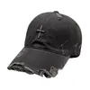 Gorra de Béisbol Metálica Resistente Estilo Retro Americano con Cruz Incisa Rota Elegante Individual Moderna Corona Profunda Gorra Plana para Pareja