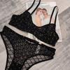 Roupa Íntima Feminina Nova Popular Transfronteiriça Sutiã Ultrafino Transparente Renda Sexy Aro Push-Up Conjunto de Sutiã Fino