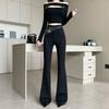 Calças Bootcut Pretas Transfronteiriças para Mulheres 2025 Novo Outono Cintura Alta Elásticas Modeladoras Calças Flare Calças de Alta Qualidade