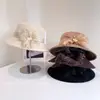 Chapéu de Pescador Flor de Pena Estilo Jantar de Celebridade Chapéu de Feltro de Lã Australiana Outono e Inverno Chapéu de Rede Chapéu de Bacia Retrô