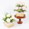 Cesta tejida, Cesta para arreglo floral simulado, Bolso tipo bandolera Mini cesta de flores, Objetos pequeños para el hogar, Bolso de mano para bodas, Exhibición para fiestas navideñas