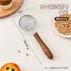 Cabo de Madeira Imitação Peneira Filtro Doméstico 304 Peneira para Farinha de Panificação Coador para Leite de Soja Suco Colher Filtro para Suplemento Alimentar de Bebê