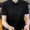 Camiseta de Manga Corta de Seda Helada de Verano para Hombre Camisa Polo Corte Delgado Exportación Cuello Solapa Manga Media Versátil Casual Delgado