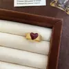 Anel Aberto Coração de Girassol Vintage Nicho Requintado Simples Retro Luxo Leve Versátil para o Dia a Dia Anel para o Dedo Indicador
