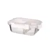 Contenedor Rectangular de Vidrio para Alimentos de 640ml con Compartimentos Sellados Independientemente