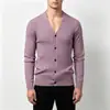 Nova coleção Outono/Inverno 2026: suéter masculino de malha jacquard, cardigã de malha casual com decote V estilo coreano