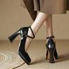 Zapatos de Tacón Alto para Mujer Primavera y Otoño Nueva Moda Boca Baja Retro Punta Cuadrada Tacón Grueso Plataforma Impermeable Zapatos Mary Jane