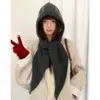 Conjunto de Gorro y Bufanda Jacquard Fair Isle Retro Gris Calentador de Cuello con Capucha Pasamontañas para Invierno para Mujer
