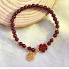 Pequeña flor roja cuerda roja Pulsera Lucky Brand DIY para mujer 4 mm Granate cuerda de mano joyería círculo único regalo pequeño fresco