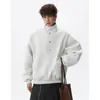 Moletom Pesado Gola Alta Botões Retro Americano Novo Primavera e Outono para Homens, Marca Tendência, Design para Casais, Jaqueta Boxy
