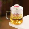 Taza de Té de Margarita Libélula Pintada a Mano de Fábrica Taza de Vidrio Taza Personal para Beber Taza de Separación de Té y Agua para Oficina
